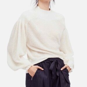 Free People Elderflower Pullover Sweater in Off White